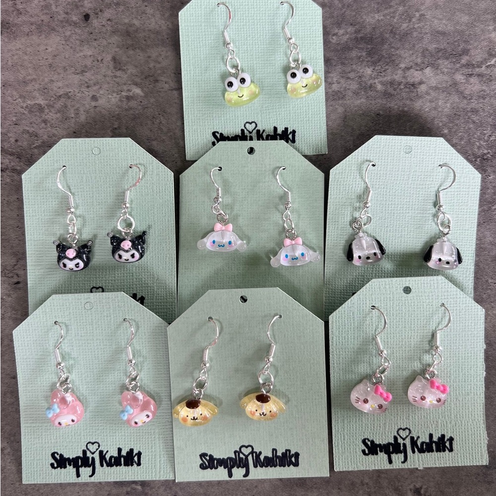 Hypoallergenic Kawaii Kitty & Friends Hook Earrings